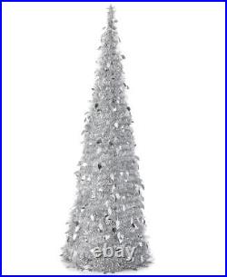 Holiday Lane Silver Shine Bright 71 Pop-up Tinsel Christmas Tree LED Light-up Holiday Lane Silver Shine Bright 71 Pop-up Tinsel Christmas Tree LED Light-up