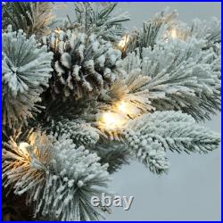 Holiday Living 7.5-ft Albany pine Pre-lit Flocked Artificial Christmas Tree NEW