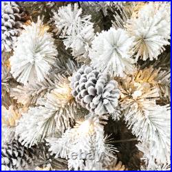 Holiday Living 7.5-ft Albany pine Pre-lit Flocked Artificial Christmas Tree NEW