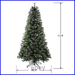 Holiday Time 7.5' Flocked Austin Christmas Tree 8 Function LED Clear Lights