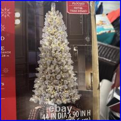 Holiday Time 7.5ft Pre-Lit Flocking Tahoe Spruce Christmas Tree 300 LED, Green