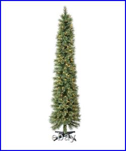Holiday Time 7ft Pre-Lit Shelton Cashmere Pencil Fir Christmas Tree White LEDs