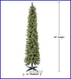 Holiday Time 7ft Pre-Lit Shelton Cashmere Pencil Fir Christmas Tree White LEDs