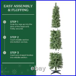 Holiday Time 7ft Pre-Lit Shelton Cashmere Pencil Fir Christmas Tree White LEDs