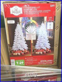Holiday Time Christmas Tree 7ft Pre-Lit White Duncan Fir Color Changing New