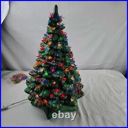 Holland Mold Ceramic Christmas Tree Large 20 Works Lights Up w Extra Ornaments