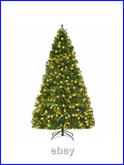 Homasis 8' Pre-Lit With 430 LED Lights Artificial Christmas Tree Stand Green