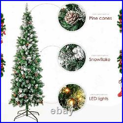 Homde Pencil Christmas Tree 6 FT Pre-Lit Artificial with Flocked 170 Lights