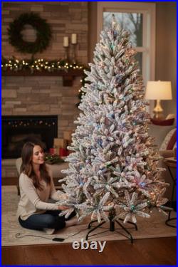 Home Accents Holiday Starry Light Flocked Frasier Fir 7.5-ft LED Christmas Tree