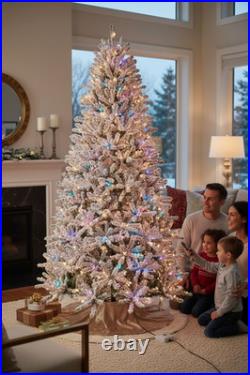 Home Accents Holiday Starry Light Flocked Frasier Fir 7.5-ft LED Christmas Tree