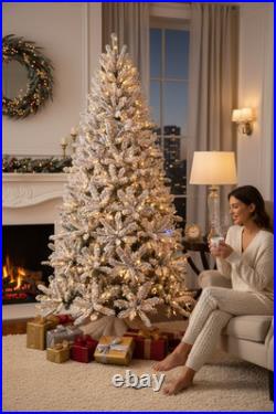 Home Accents Holiday Starry Light Flocked Frasier Fir 7.5-ft LED Christmas Tree