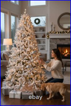 Home Accents Holiday Starry Light Flocked Frasier Fir 7.5-ft LED Christmas Tree