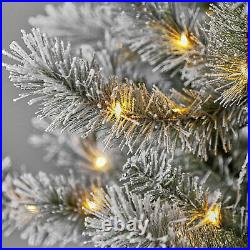 Home Heritage 7' Flocked Natural Pine Prelit Christmas Tree Fairy Lights (Used)