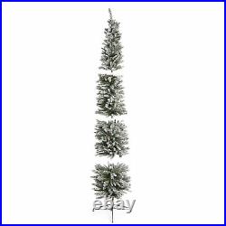 Home Heritage 9 Foot Lowell Flocked Pencil Pine Prelit Christmas Tree with Lights