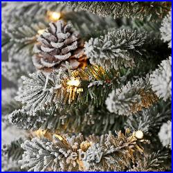 Home Heritage 9 Foot Lowell Flocked Pine Prelit Christmas Tree with Lights (Used)