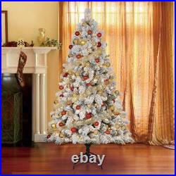 Home Heritage Cascade 7' Pine White Flocked Artificial Pre-Lit Tree (Open Box)