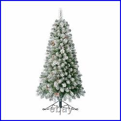 Home Heritage Flocked 5' Artificial Half Christmas Tree Prelit with 100 LED Lights