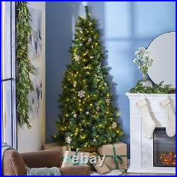 Home Heritage Pine 7 Ft Artificial Half Christmas Tree Prelit with 150 LED Lights
