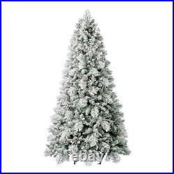 Home Heritage Snowdrifted Flocked 7.5 Foot Christmas Tree with Lights and Pinecone