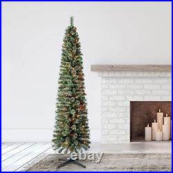 Home Heritage Stanley 7' Pencil Pine Artificial Christmas Tree Prelit 350 Mul