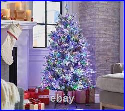 Home Reflections 5' Flocked Color Flip Christmas Tree with Fairy Lights