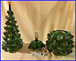 Huge 32 3 Piece Vintage Ceramic Christmas Tree withBase Atlantic Mold Lights Star