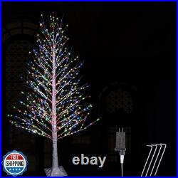 IJG 6FT 696LED Christmas Birch Tree Multicolor Lights with Twinkle, Twinkling