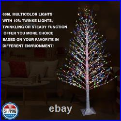 IJG 6FT 696LED Christmas Birch Tree Multicolor Lights with Twinkle, Twinkling
