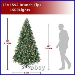 ININ 7FT Prelit Christmas Spruce Artificial Tree with 500 Led Lights