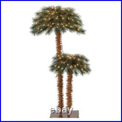 Island Breeze Artificial Tropical Christmas Palm Tree with Lights (2 Pack)
