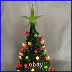 Ittre Ceramic Christmas Tree 18 Lighted Green With Snow Tips 1978 Works