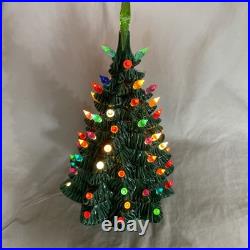 Ittre Ceramic Christmas Tree 18 Lighted Green With Snow Tips 1978 Works