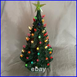 Ittre Ceramic Christmas Tree 18 Lighted Green With Snow Tips 1978 Works