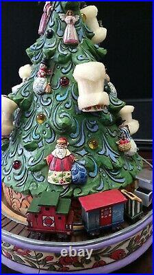 Jim Shore All Aboard For Christmas Joy Tree Train Musical Lighted Revolving