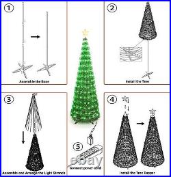Joomer Christmas Tree with Lights, 6ft Artificial Collapsible Christmas Tree wit