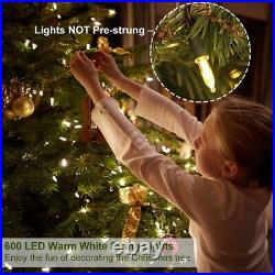 Juegoal 7.5 Foot Artificial Christmas Tree with 600 LED Warm White String Lights