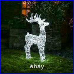 LED 1.1M Christmas Reindeer Snow Decoration Acrylic Outdoor XMAS Garden lights