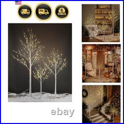 LED Birch Tree Light Set 4ft, 6ft, 8ft Trees with Warm White Lights Indoo