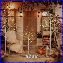 LED Birch Tree Light Set 4ft, 6ft, 8ft Trees with Warm White Lights Indoo
