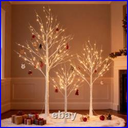 LED Birch Tree Light Set 4ft, 6ft, 8ft Trees with Warm White Lights Indoo