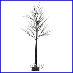 LED Lighted Christmas Twig Tree Warm White Lights, Brown 6' Black