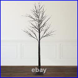 LED Lighted Christmas Twig Tree Warm White Lights, Brown 6' Black