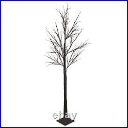 LED Lighted Christmas Twig Tree Warm White Lights, Brown 6' Black