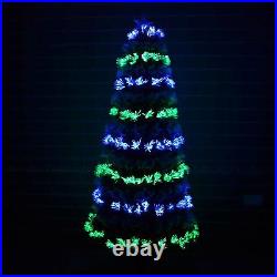 LED Pre Lit Christmas Tree Fiber Optic Xmas Lights Up Home Decor 7ft 210CM UK