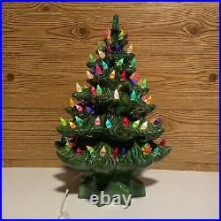 Large Vintage Light Up Ceramic Atlantic Mold Christmas Tree 16 Tall With Base Large Vintage Light Up Ceramic Atlantic Mold Christmas Tree 16 Tall With Base