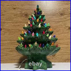 Large Vintage Light Up Ceramic Atlantic Mold Christmas Tree 16 Tall With Base Large Vintage Light Up Ceramic Atlantic Mold Christmas Tree 16 Tall With Base