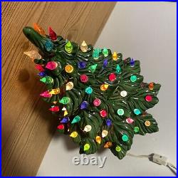 Large Vintage Light Up Ceramic Atlantic Mold Christmas Tree 16 Tall With Base Large Vintage Light Up Ceramic Atlantic Mold Christmas Tree 16 Tall With Base