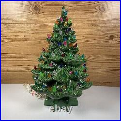 Large Vintage Light Up Ceramic Atlantic Mold Christmas Tree 16 Tall With Base Large Vintage Light Up Ceramic Atlantic Mold Christmas Tree 16 Tall With Base
