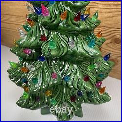 Large Vintage Light Up Ceramic Atlantic Mold Christmas Tree 16 Tall With Base Large Vintage Light Up Ceramic Atlantic Mold Christmas Tree 16 Tall With Base