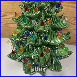 Large Vintage Light Up Ceramic Atlantic Mold Christmas Tree 16 Tall With Base Large Vintage Light Up Ceramic Atlantic Mold Christmas Tree 16 Tall With Base
